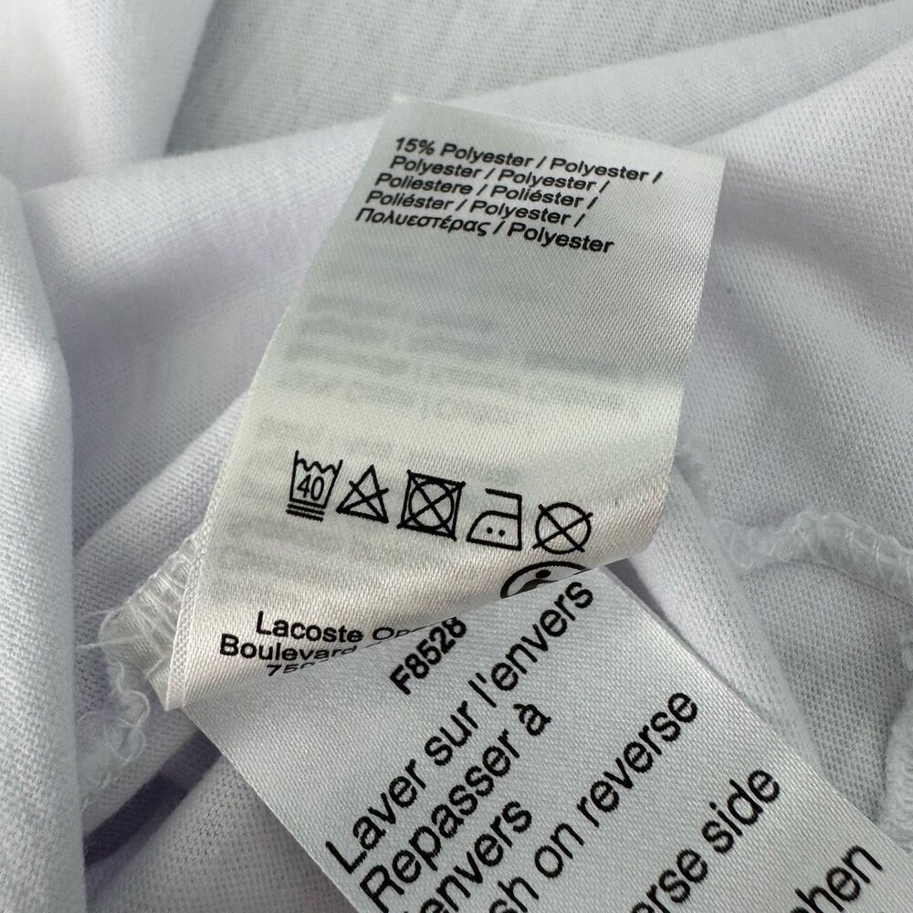 Lacoste Regular Fit Golf Polo Men XL 6 White Cotton Short Sleeve Rubber Logo - Picture 9 of 12
